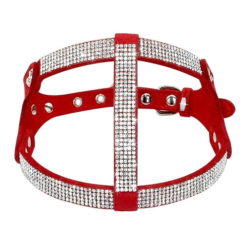 Soft Suede Leather Puppy Dog Harness Rhinestone HappyPattes